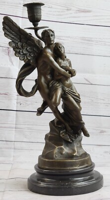 Sammlerstück Bronze Statue Geschäft Unterzeichnet ~Bouguereau~ Psyche Und Eros