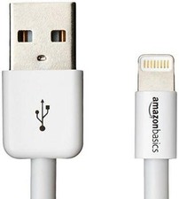 2 PACK AmazonBasics to USB A Cable - Apple MFi Certified - White 6FT