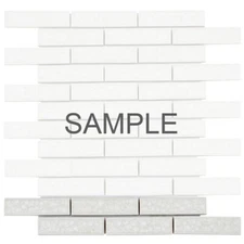 White Crackle Glass Mosaic Tile Brick Joint Kitchen Shower Wall Backsplash