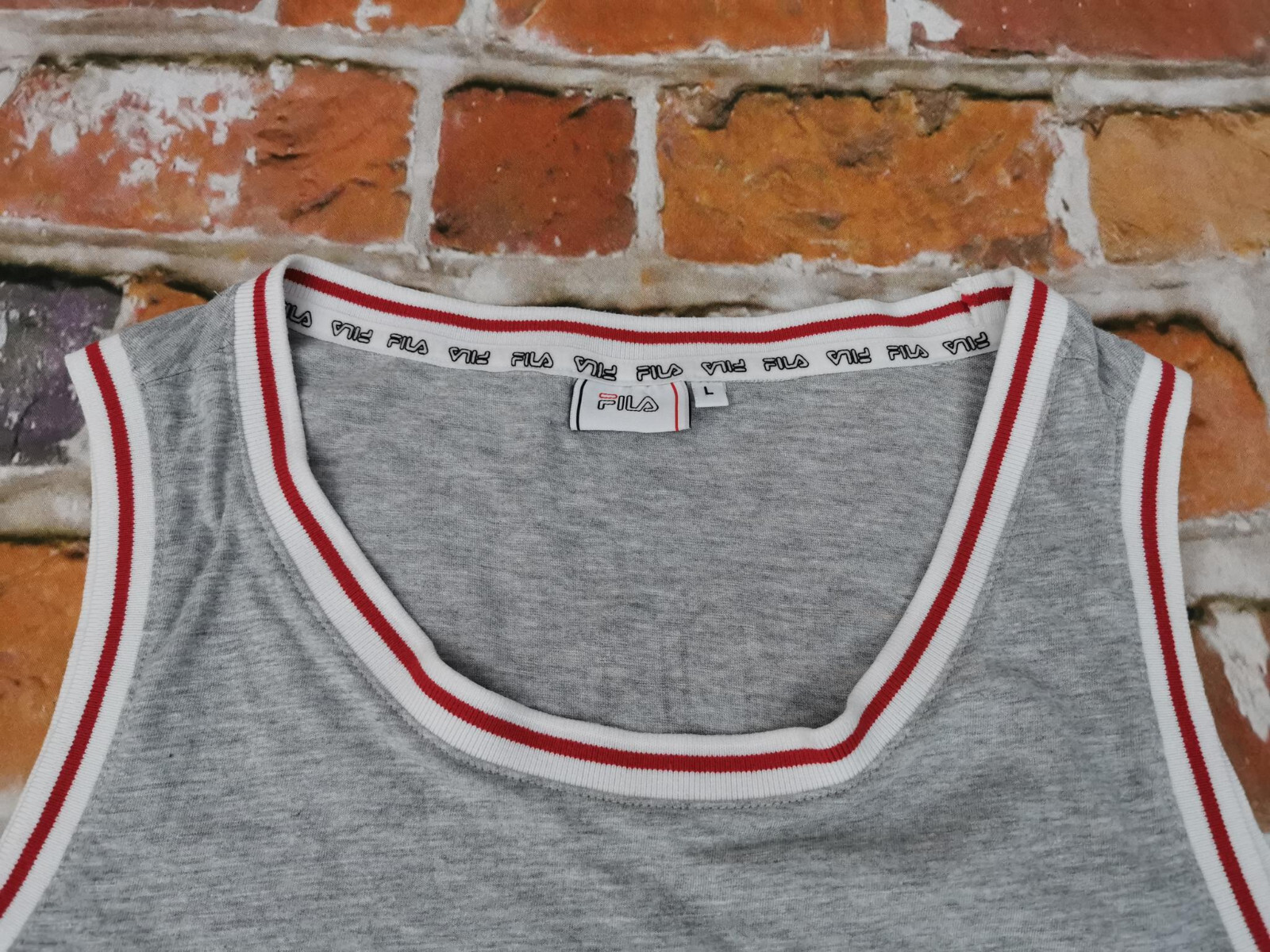 *SHIRT VINTAGE ASCELLA FILA SPORT ESTATE CANOTTAGGIO * GRIGIO MOUSE*TAGL L*TIP TOP