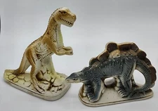 Vtg Figural Ceramic T-Rex & Stegosaurus Dinosaurs Made in Brazil, lot of 2