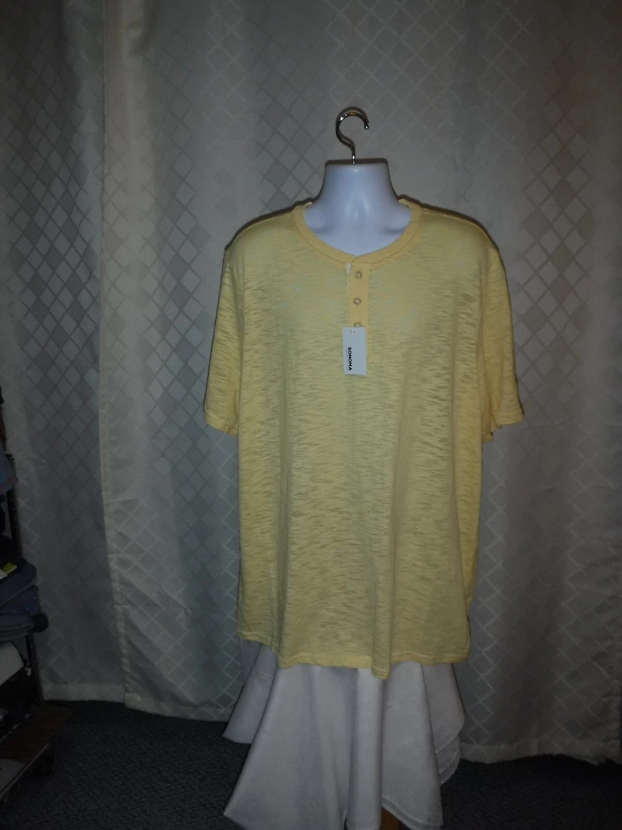 Short Sleeve Big Tall Men s Henley T Shirt 2XB Sonoma Yellow Lemon NWT