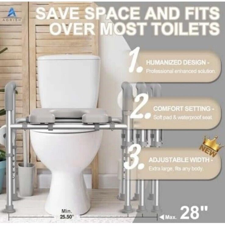 Toilet Riser With Safety Frame Raised Toilet Seat Toilet Safety Frame With Handles Up To 450lbs, Wide ...