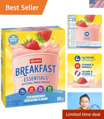 Strawberry Nutritional Drink Powder - 60 Packets for Easy Daily Nutrition