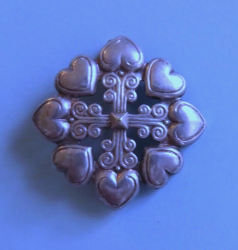 vintage KELT PIN BROOCH Hearts and Celtic design FRANCE - Picture 4 of 4