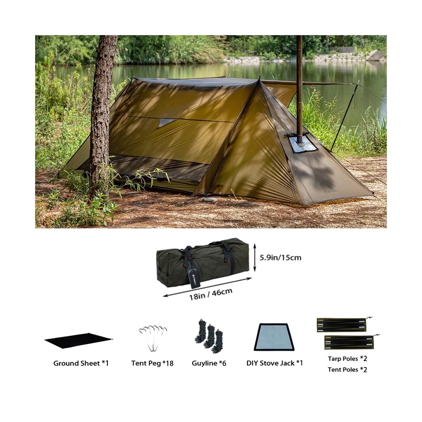 STOVEHUT 20 Ultralight Shelter Hot Tent with Stove Jack Two Tarp