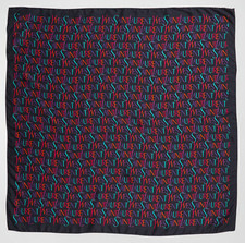 NWT Saint Laurent YSL Vintage Logo Black Multi Silk Bandana Square Scarf 650