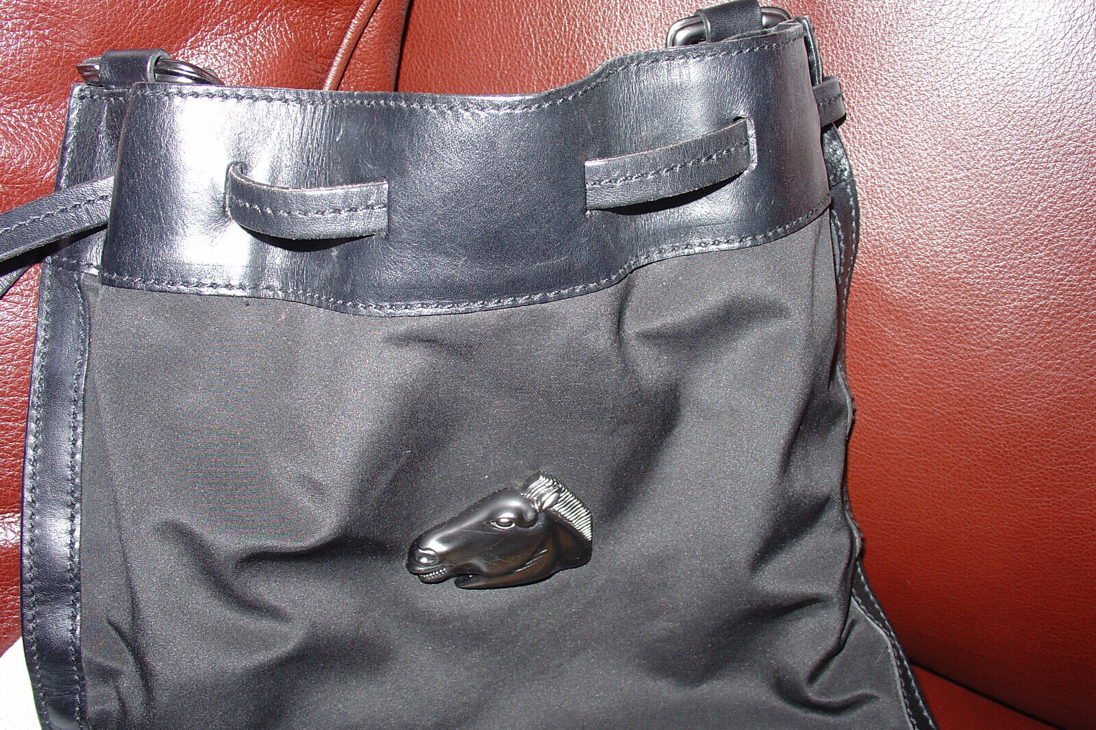 Kieselstein Cord Black Hobo Nylon & Leather,  Hor… - image 6