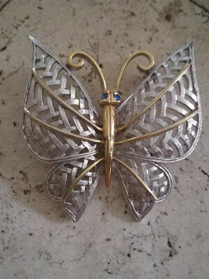 Vintage　AVON　butterfly rhinestone　brooch Vintage AVON Rhinestone and Enamel Butterfly Brooch, 1980s