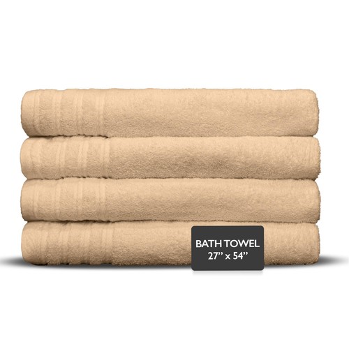 4 Piece Premium Bath Towels Set Made from 100 Cotton Terry Cloth