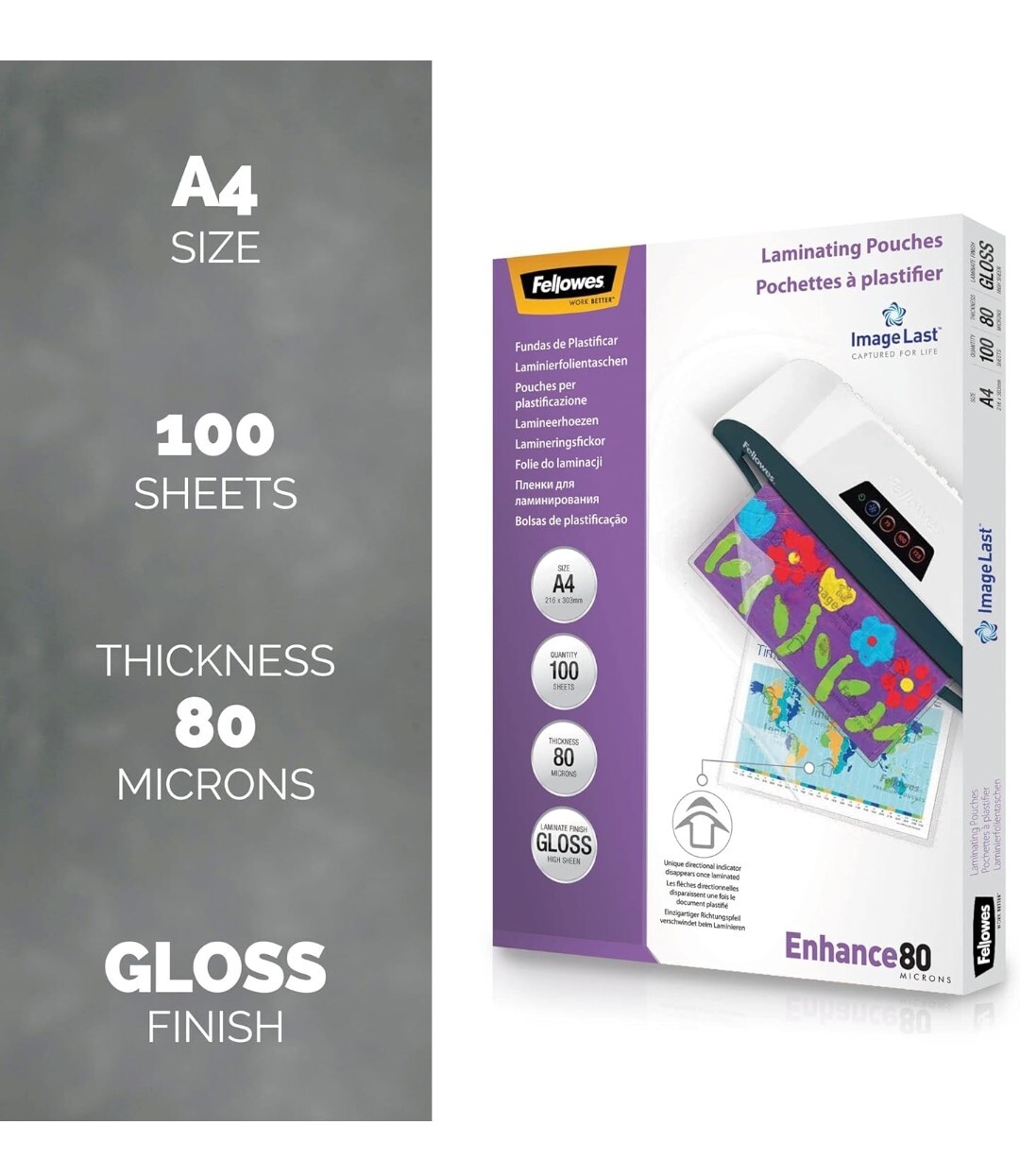 Fellowes A4 Laminating Pouches Gloss Finish 100 Sheets /840 eBay