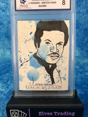 Lando Calrissian 1/1 Jason Hughes Sketch Card MGC 8 Graded Card Slab 62989 - Picture 2 of 5