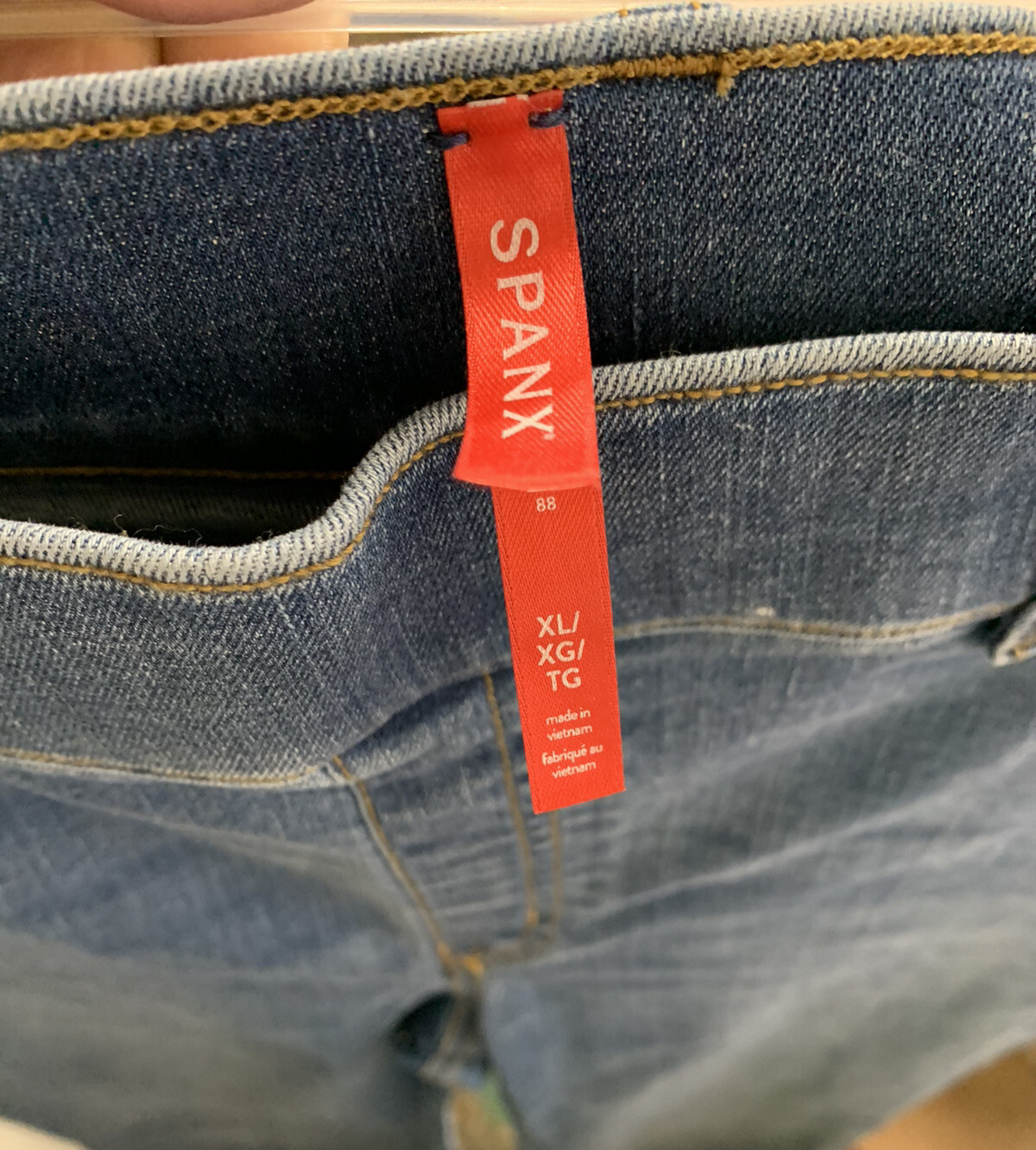 SPANX Flare Jeans Indigo Wash Shade Stretch Size Extra Large Blue High Rise