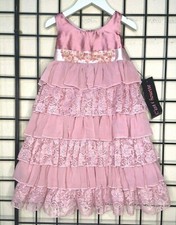 NEW NWT Mauve Pink Satin/Chiffon/Lace PLUSH Dress-C'est Chouette 4Y-fit 4/5Y