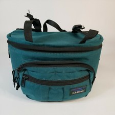 Vtg LL Bean Fanny Pack Adjustable Clip Waist Green / Black Bag Hiking USA made