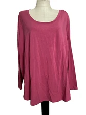TERRA & SKY Pink Scoop Neck Stretch Knit Long Sleeve Top  Sz 2X*