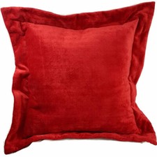 Red Chenille Euro Pillow Shams Set of TWO, Wide Edge, Thick Fabric and Lining.