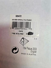 Swarovski 276870 2001 SCS Harlequin Plaque -New in Box- B10-L185