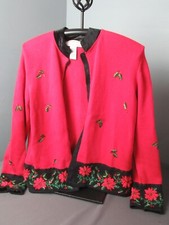 Vintage Sweater - Tiara International Christmas Collection - Beaded Size L f4 ld