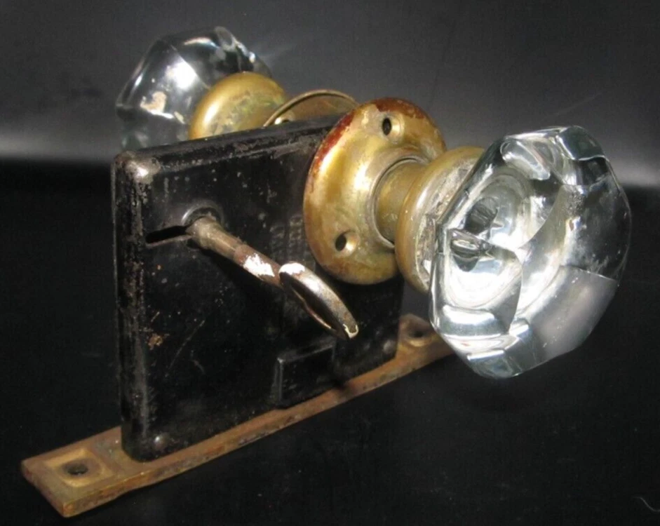 Perillas de puerta de vidrio verde victorianas UV raras vintage antiguas decoración del hogar casa de Maine Foto 2 de 4