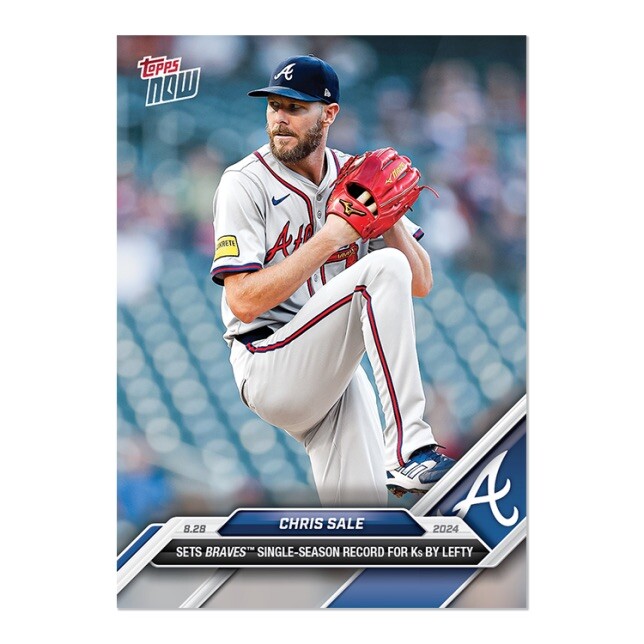ピンズ・ピンバッジ・缶バッジ topps now opening Chris Sale auto /49 Chris Sale Braves Record Ks By Lefty- 2024 MLB TOPPS NOW Card 608