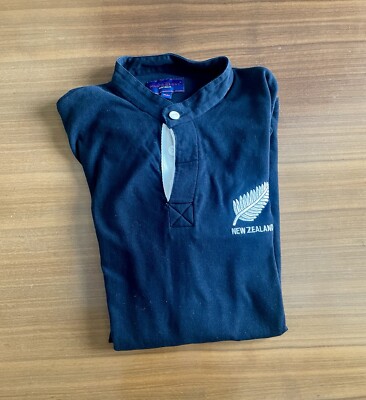 Mud&Glory Langarm Poloshirt. Rugby New Zealand Größe XL 100% Baumwolle. Farbe Blau