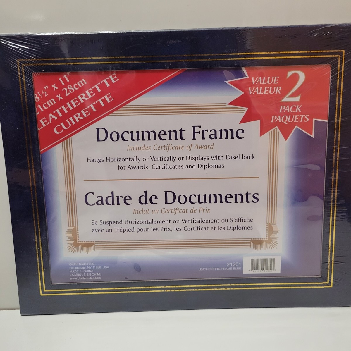 2 PKGs OF 2 NU-DELL NEW FACTORY SEALED Leatherette Frames 8.5 X 11