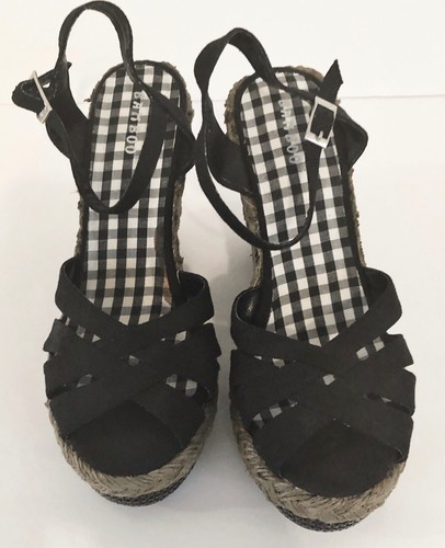 bamboo black platform sandals