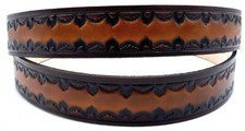 TWO TONE BROWN GEOMETRIC DESIGN WESTERN GENUINE COWHIDE LEATHER BELT USA MADE