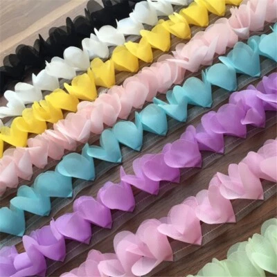 Chiffon Blumenborte Spitze Stoff für DIY Basteln Kleider Hochzeit 1 m Neu - Bild 1 von 4