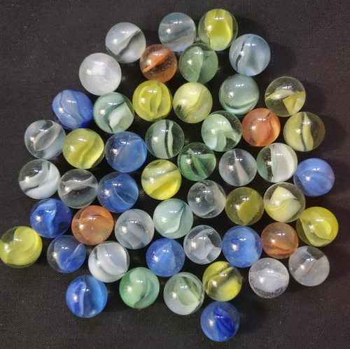 Vintage Cat Eye marbles (50) in red box, USA made, very good condition - Picture 5 of 5