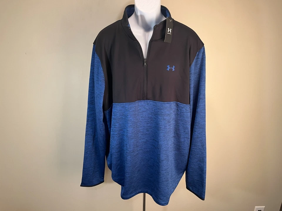 NUEVO CON ETIQUETAS Under Armour Hombre Azul y Negro 1/2 Cremallera ColdGear Chaqueta de Golf 3XLT Alto 3XL Foto 3 de 4