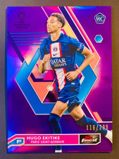 2022-23 Topps Finest UEFA Hugo Ekitike PSG Purple refractor rookie card RC /299. rookie card picture