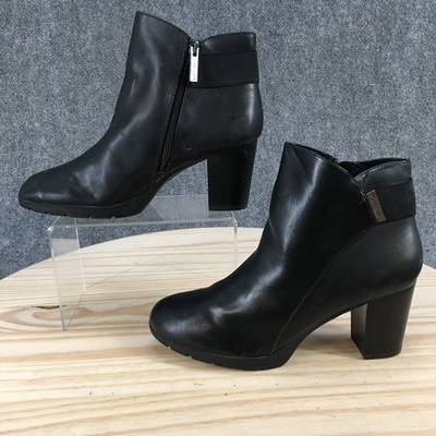 Anne Klein Boots Womens 8 M Ruby Ankle Bootie Black Side Zip Comfort Block Heels