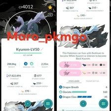 Pokemon Shiny Kyurem Black Background LV50 3moves GO - TRA'DE - Read Description