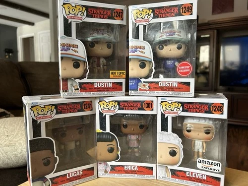 Stranger Things Funko Pop Lot Dustin 1247 1249 Eleven 1248 Erika 1301 Lucas 1241