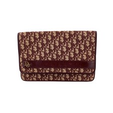 Authentic Christian Dior Vintage Burgundy Monogram Oblique Canvas Clutch Bag