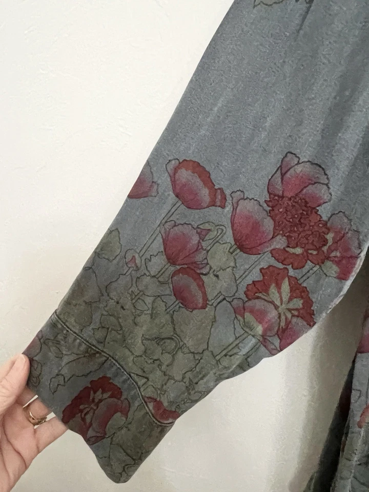 TIANELLO размер XL искусство носить кнопка спереди цветочный дизайн рубашка одежды окрашенный верх - Изображение 4 из 4