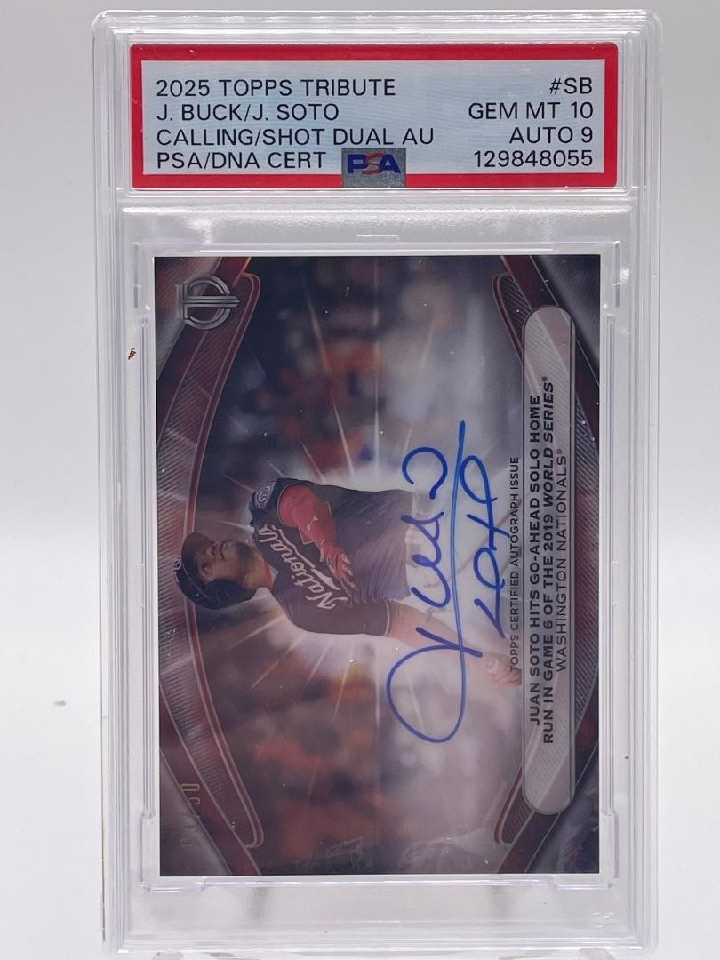 2025 Topps Tribute Juan Soto/Joe Buck Dual Auto (PSA/DNA GEM MT 10/AUTO 9)#3/50