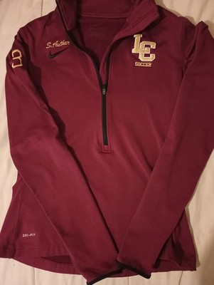 Nike Dri-Fit 1/4 Zip Pullover Maroon Gold LC Soccer Team Player Issued Size S