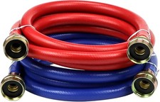 Pack 2 Mangueras Lavadora Goma 6FT Antiexplosión Rojo Azul Agua 3/4