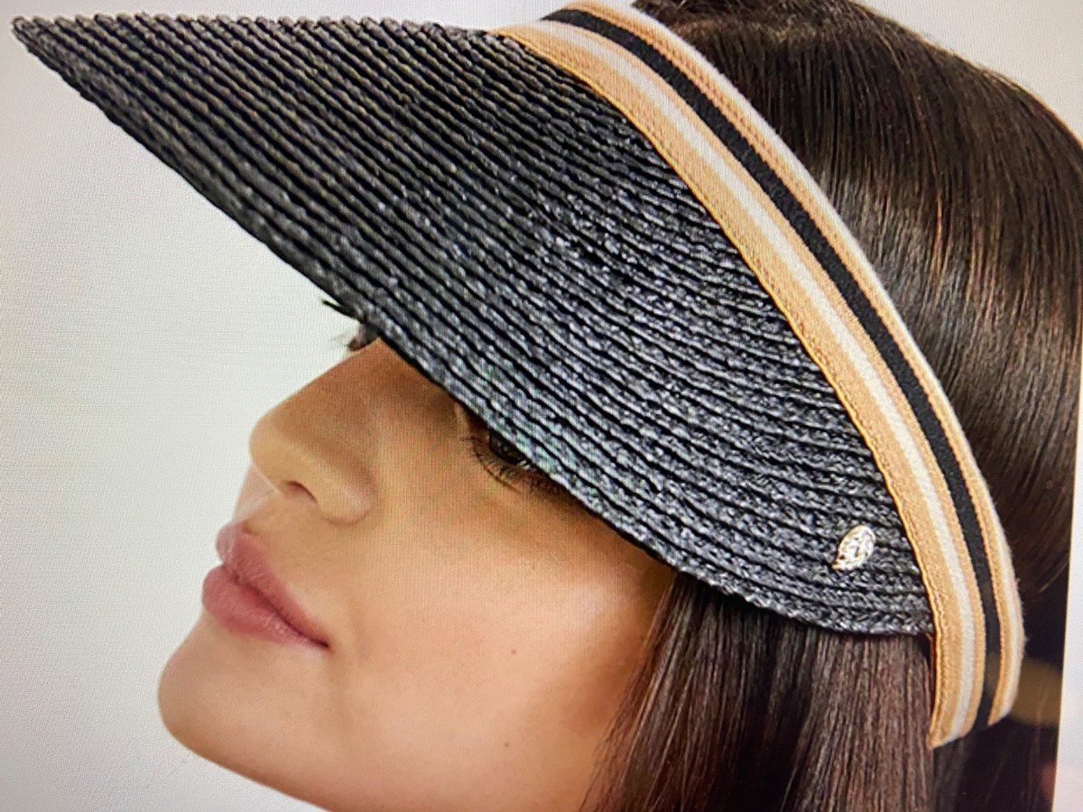 HELEN KAMINSKI BIANCA RAFFIA VISOR HAT NEW/TAG CHARCOAL  display picture 2