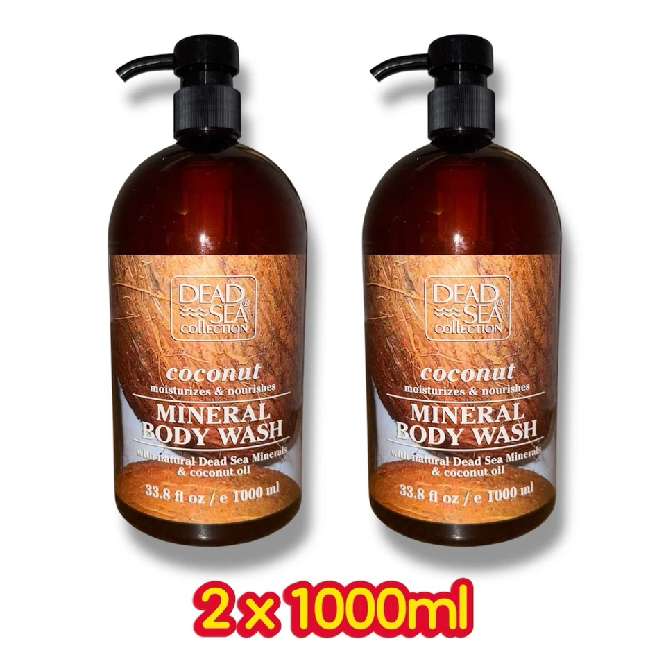 2 x 1000ml DEAD SEA COLLECTION COCONUT MINERAL BODY WASH MOISTURIZING BODY WASH