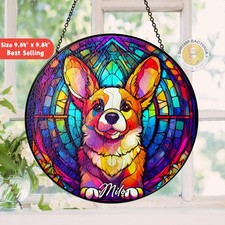 Personalized Dog Portrait, Stained Glass Suncatcher, Pet Memorial, Custom Gift