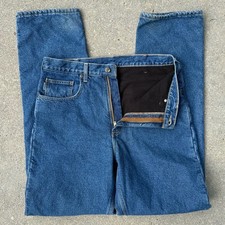 Carhartt 34x36 Fleece Lined Relaxed Fit Straight Leg Blue Jeans B155 DST