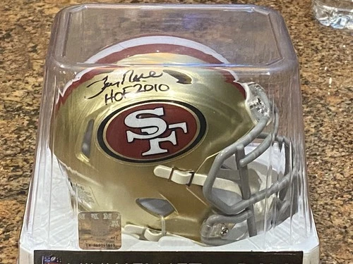 Jerry Rice signed HOF speed mini helmet holo