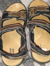 "WAVE ZONE" MENS SANDALS SIZE 9 Brown HOOK & LOOP