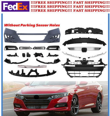 For Honda Accord 2018-2020 Front Bumper Cover Grille Grill Fog Light Bracket Set
