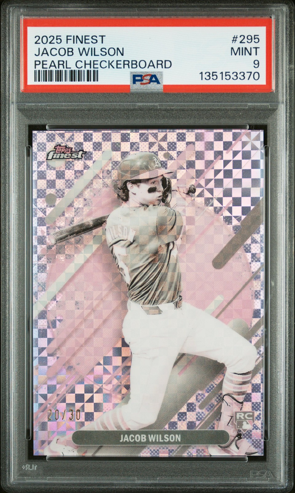 2025 TOPPS FINEST PEARL CHECKERBOARD #295 JACOB WILSON ROOKIE RC 20/30 PSA 9