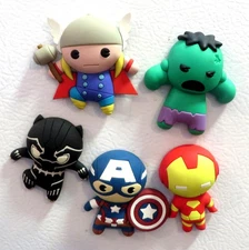 Set of 5! MARVEL AVENGERS MAGNETS 2.5" 3D Rubber Monogram Hulk Thor Cap BP Tony